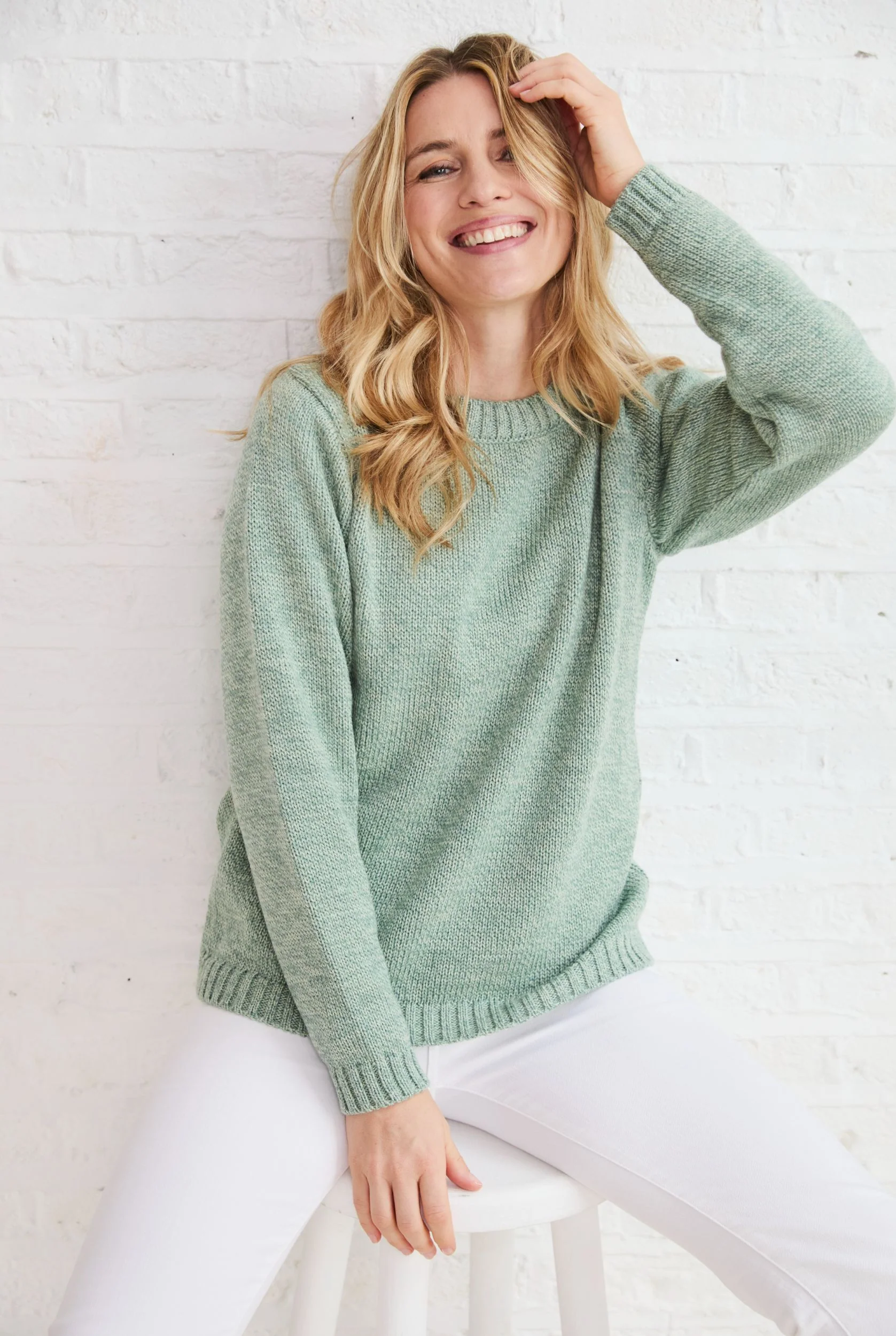Aoife Supersoft Crewneck Sweater - Mint - Image 3