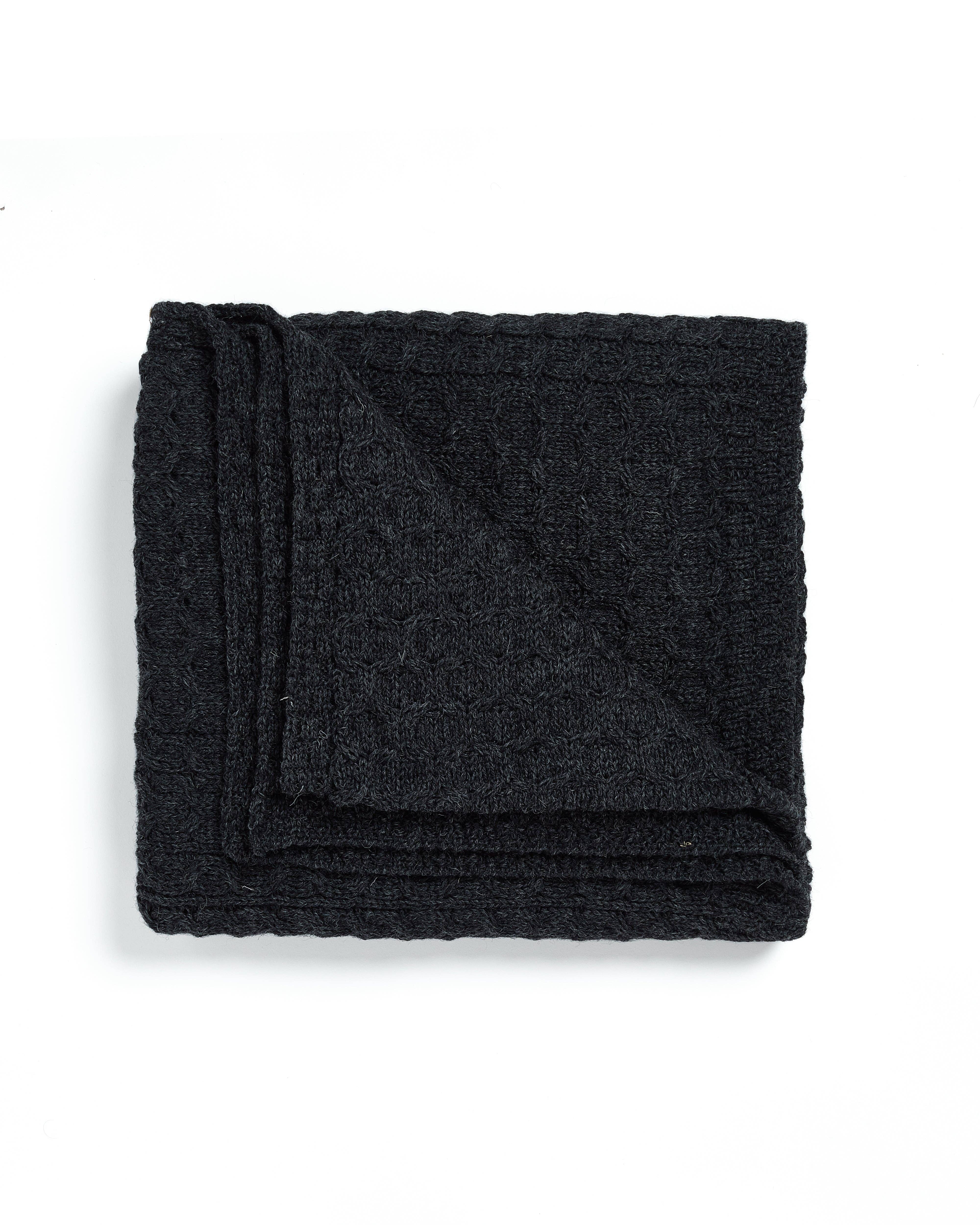 Bertra Aran Classic Wool Blanket -  Charcoal - Image 4