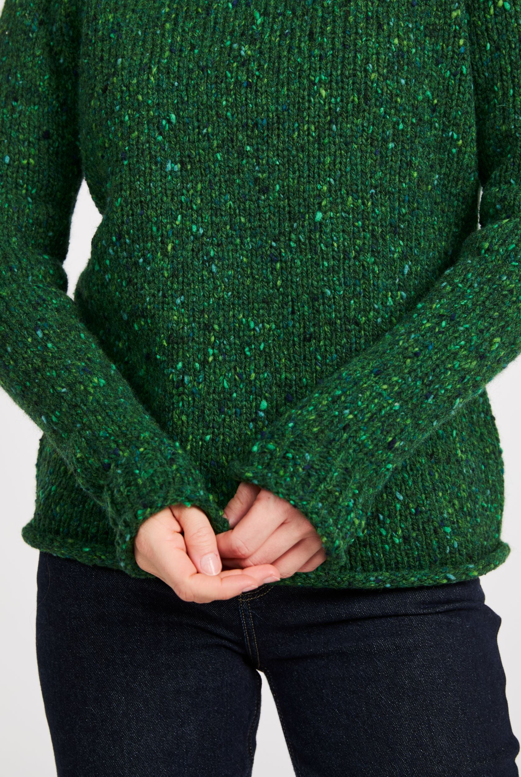 Brackloon Tweed Roll Neck Ladies Sweater - Bright Green - Image 7