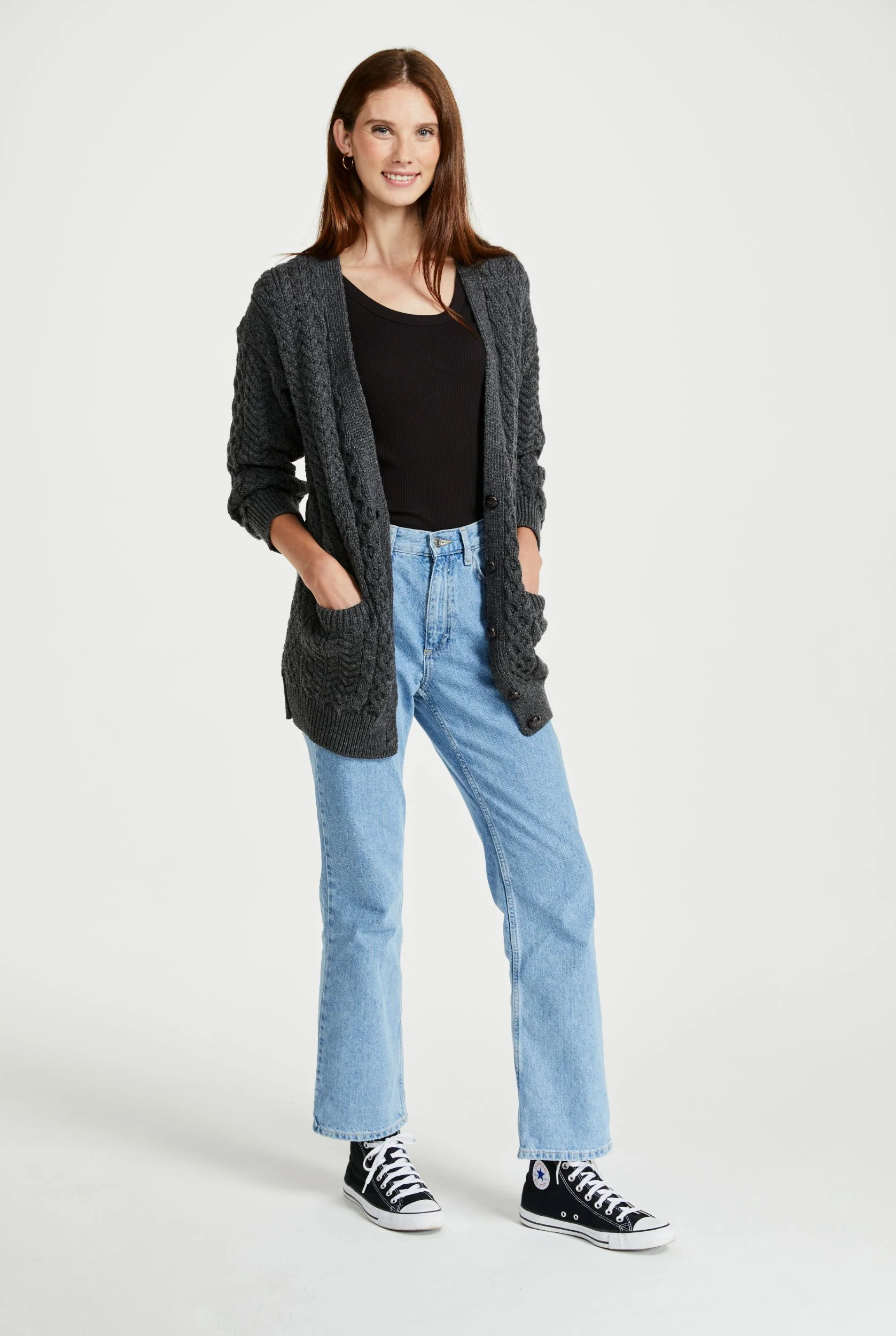 Delphi Aran Boyfriend Cardigan -  Grey - Image 5