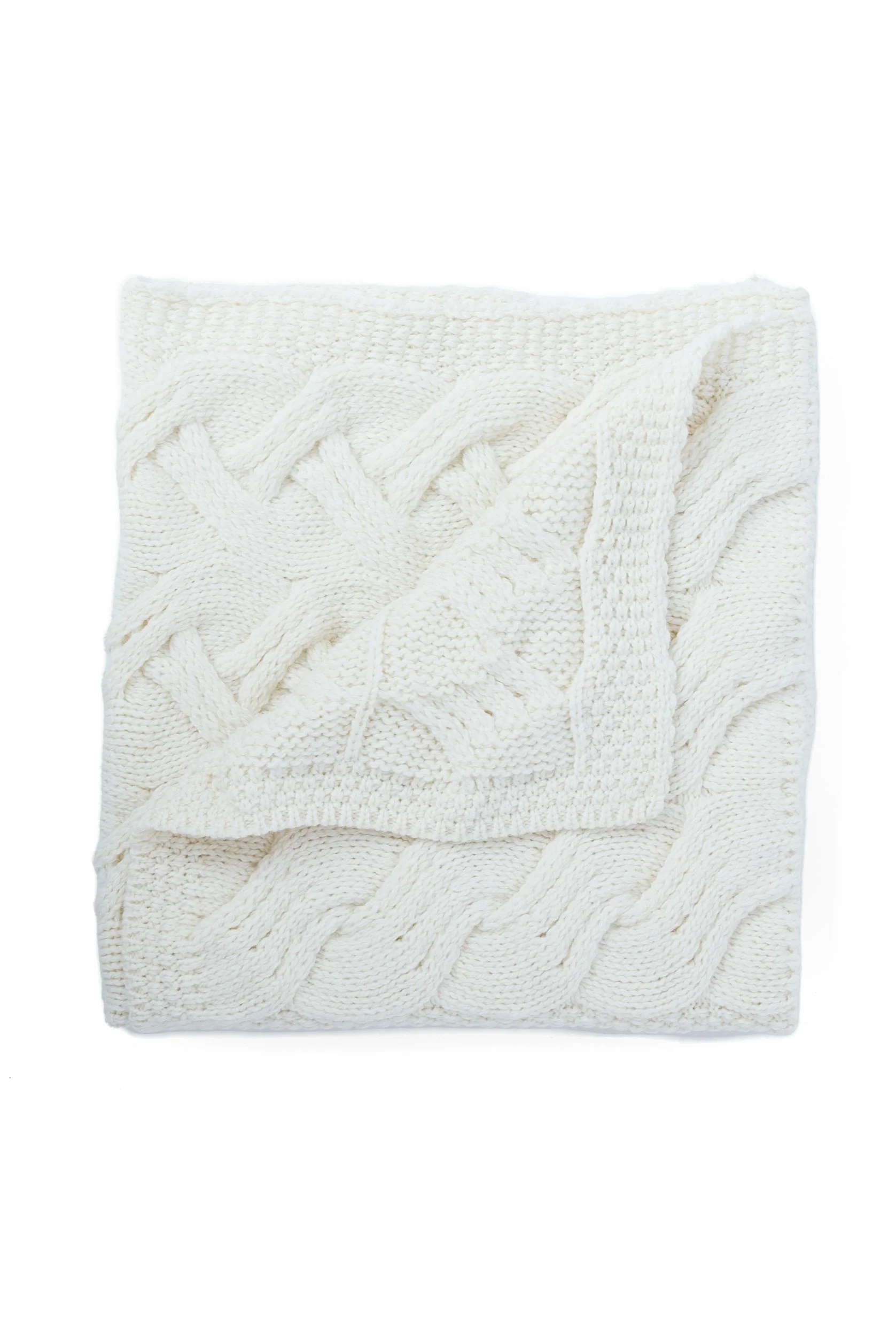 Glora Aran Patchwork Cot Throw - Cream - Image 3