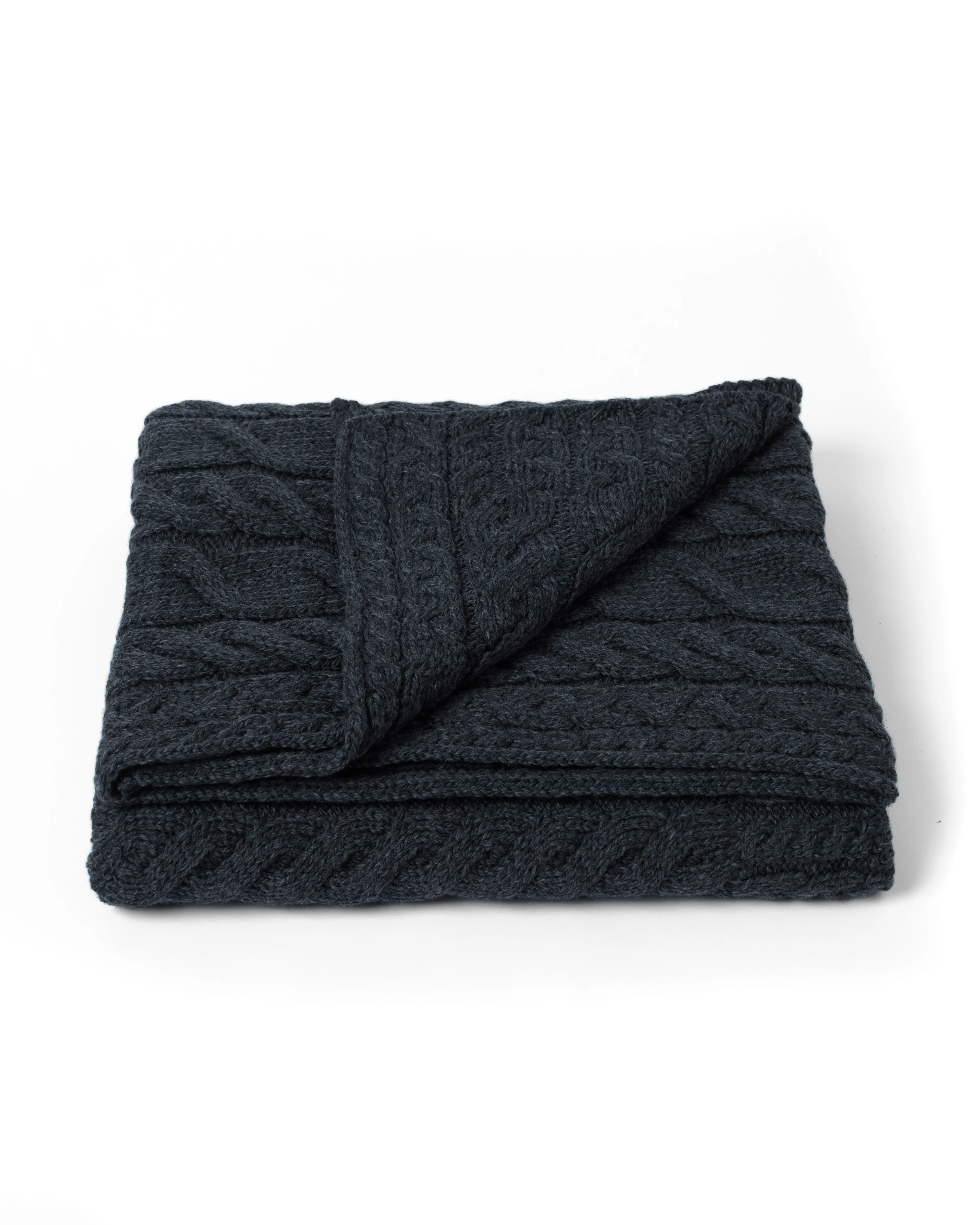 Silver Strand Supersoft Merino Aran Cable Throw -  Grey - Image 3