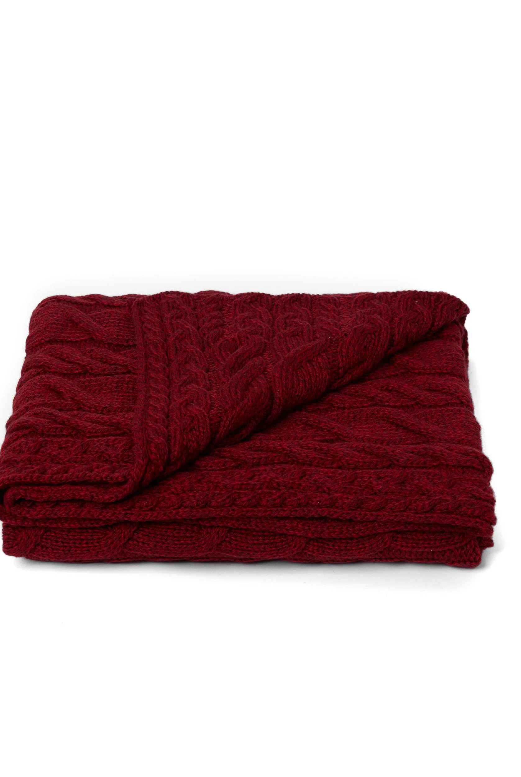 Silver Strand Supersoft Merino Aran Cable Throw -  Red - Image 3